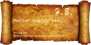 Hefler Boglárka névjegykártya